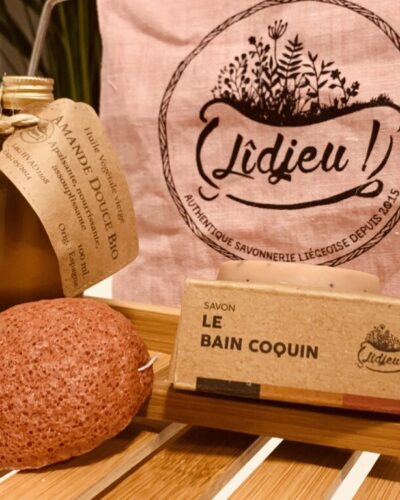 Pochon Hédoniste (1 savon + 1 huile d'amande douce + 1 éponge de konjac)